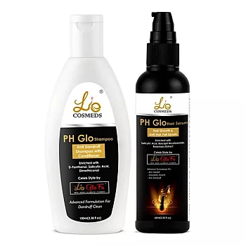 Lio Cosmeds Ph Glo Anti Dandruff Shampoo With Conditioner + Ph Glo Hair Serum (Shampoo 100ml + Serum 60ml) (1Pack)