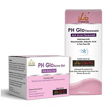 Lio Cosmeds Ph Glo Acne Gel + Ph Glo Facewash (Gel 50g + Facewash 60ml) (1Pack)