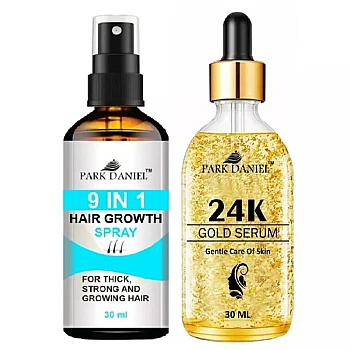 Park Daniel 9 In 1 Hair Growth Spray + 24K Gold Serum (30ml Each) (1Pack)
