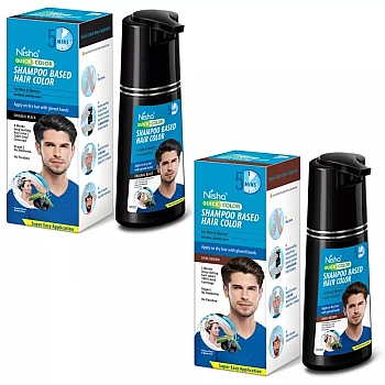 Nisha 5 Minutes Quick Hair Color Shampoo Original Black Each Box (90ml Colorant + 90ml Developer) (1Pack)
