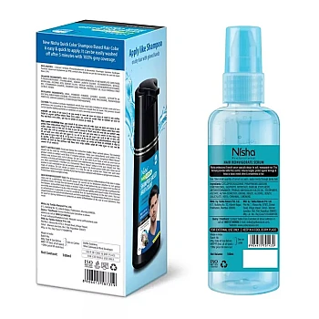 Nisha 5 Minutes Shampoo Hair Colour Original Black And Pro Vitamin Hair Serum (Shampoo 180ml + Oil Serum 100ml) (1Pack)