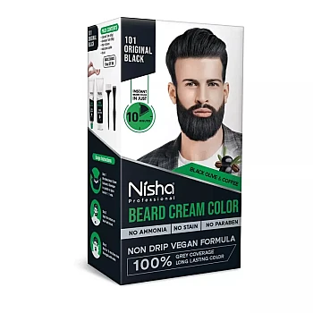 Nisha Beard Cream Color For Men 101 Original Black (Developer 60g + Colorant 60ml) (120g)