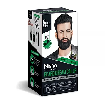 Nisha Beard Cream Color For Men 101 Original Black (Developer 20g + Colorant 20ml) (40g)