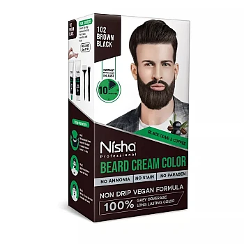 Nisha Beard Cream Color For Men 102 Black Brown (Developer 60g + Colorant 60ml) (120g)