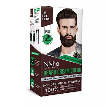 Nisha Beard Cream Color For Men 103 Dark Brown (Developer 60g + Colorant 60ml) (120g)
