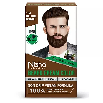 Nisha Beard Cream Color For Men 104 Natural Brown (Developer 20g + Colorant 20ml) (40g)