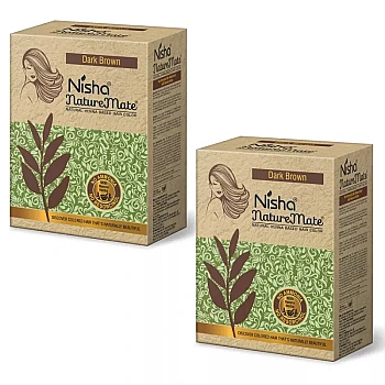 Nisha Nature Mate Henna Based Hair Color Dark Brown Powder (60g, Pack of 2)