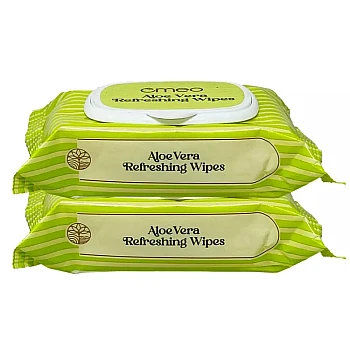 Omeo Aloe Vera Refreshing Wipes (15cmX20cm) (25pcs, Pack of 2)