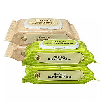 Omeo Aloe Vera Refreshing & Calendula Wipes Combo (Each 25 Pcs)(15cmX20cm) (1Pack, Pack of 2)