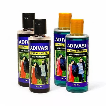 Adivasi Herbal Hair Oil & Herbal Shampoo (Each 100ml) (1Pack, Pack of 2)