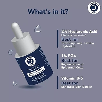 Dermistry 2% Hyaluronic Acid 1% PGA + Vitamin B5 Deep Hydration Face Serum & Calming Soothening Face Cream (Serum 30ml + Cream 50ml) (1Pack)