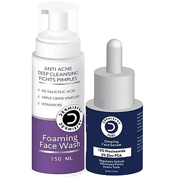 Dermistry 12% Niacinamide 2% Zinc PCA Glowing Face Serum & Foaming Facewash (Serum 30ml + Facewash 150ml) (1Pack)