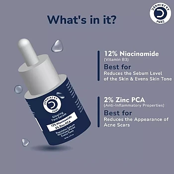 Dermistry 12% Niacinamide 2% Zinc PCA Glowing Face Serum & Ultra Lite Matte Sunscreen 50 SPF+++ (Serum 30ml + Sunscreen 50ml) (1Pack)