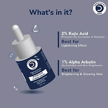 Dermistry 2% Kojic Acid 1% Alpha Arbutin Pigmentation Face Serum & Hydra Nourishing Sunscreen SPF 50+++ (Serum 30ml + Sunscreen 50ml) (1Pack)