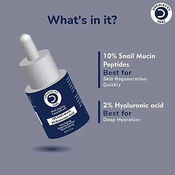 Dermistry 10% Snail Mucin 2% Hyaluronic Acid Anti Aging Face Serum & Hydra Nourishing Sunscreen 50 SPF+++ (Serum 30ml + Sunscreen 50ml) (1Pack)
