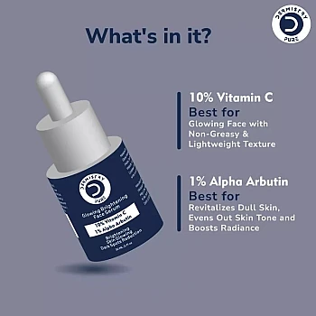 Dermistry 10% Vitamin C 1% Alpha Arbutin Glownig Brightening Face Serum & Ultra Lite Sunscreen 50 SPF+++ (Serum 30ml + Sunscreen 50ml) (1Pack)