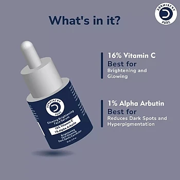 Dermistry 16% Vitamin C 1% Alpha Arbutin Glowing Brightening Serum & Natural Mineral Sunscreen 50 SPF+++ (Serum 30ml + Sunscreen 50ml) (1Pack)