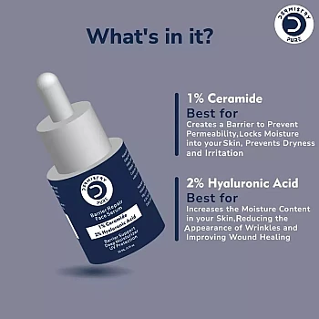 Dermistry 1% Ceramide 2% Hyaluronic Acid Barrier Repair Face Serum & Hydra Nourishing Sunscreen SPF 50+++ (Serum 30ml + Sunscreen 50ml) (1Pack)