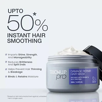 Trichup Pro Damage Repair & Instant Smoothing Hair Care Hair Oil Serum + Hair Mask (Hair Oil Serum 100ml + Hair Mask 200ml) (1Pack)