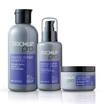 Trichup Pro Damage Repair & Instant Smoothing Hair Care Kit For Dry Frizzy Hair (Shampoo 300ml + Hair Oil Serum 100ml + Hair Mask 200ml) (1Pack)