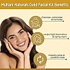 Multani Naturals Gold Facial Kit Contains For Golden Glow (Cleansing Cream 20ml + Massage Cream 20ml + Face Scrub 20ml + Face Pack 20ml + Massage Gel 20ml) (100g)
