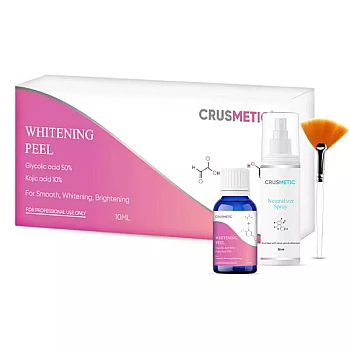 Crusmetic Whitening Peel + Neutralizer Solution + Brush+ Disifected Cotton Swab Stick (10ml + 30ml + 1 brush + 2 pcs Stick) (1Pack)
