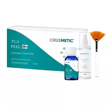 Crusmetic TCA 25% Peel + Neutralizer Solution + Brush+ Sterilized Cotton Swab Stick (10ml + 30ml + 1 brush + 2 pcs Stick) (1Pack)