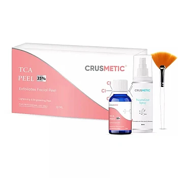 Crusmetic TCA 35% Peel + Neutralizer Solution + Brush+ Sterilized Cotton Swab Stick (10ml + 30ml + 1 brush + 2 pcs Stick) (1Pack)