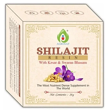 Agrosaf Pharmaceuticals Shilajit Resin With Kesar & Swaran Bhasam (20g)