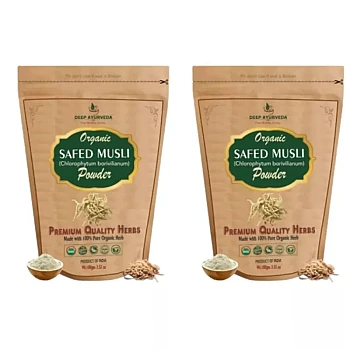 Deep Ayurveda Organic Safed Musli (Chlorophytum Borivilianum) Powder (100g, Pack of 2)