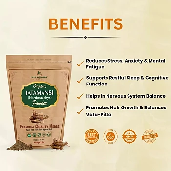 Deep Ayurveda Organic Jatamansi (Nardostachys) Powder (100g)