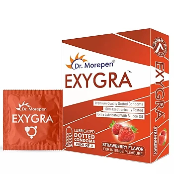 Dr Morepen Exygra Strawberry Flavoured Condoms (3pcs)