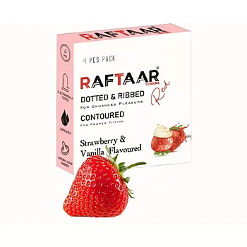 Raftaar Dotted & Ribbed Contoured Strawberry & Vanilla + Chocolate & Hazelnut Condoms (Strawberry 2 Box Each 4Pcs + Chocolate 1 Box 4Pcs) (1Pack)