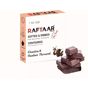 Raftaar Dotted & Ribbed Contoured Coolmint Flavoured + Chocolate & Hazelnut Condoms (Chocolate 2 Box Each 4Pcs + Coolmint 1 Box 4Pcs) (1Pack)