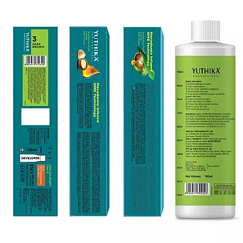 Yuthika 3.0 Dark Brown Hair Colour + Developer 20 Volume 6% (Hair Color 100g + Developer 100ml) (1Pack)