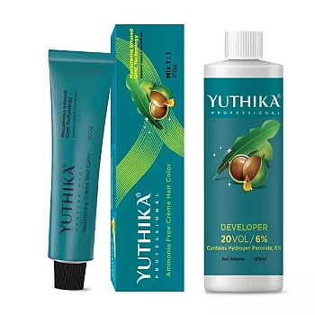 Yuthika 4.26 Burgundy Red Brown Hair Colour + Developer 20 Volume 6% (Hair Color 100g + Developer 100ml) (1Pack)