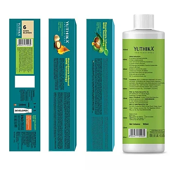 Yuthika 6.0 Dark Blonde Hair Colour + Developer 30 Volume 9% (Hair Color 100g + Developer 100ml) (1Pack)