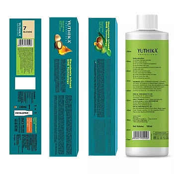 Yuthika 7.0 Blonde Hair Colour + Developer 30 Volume 9% (Hair Color 100g + Developer 150ml) (1Pack)