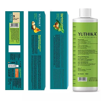 Yuthika 9.0 Very Light Blonde Hair Colour + Developer 40 Volume 12% (Hair Color 100g + Developer 150ml) (1Pack)