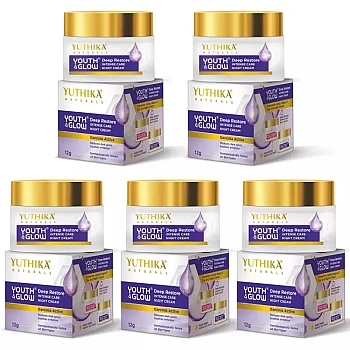 Yuthika Youth & Glow Deep Restore Intense Night Cream (12g, Pack of 5)