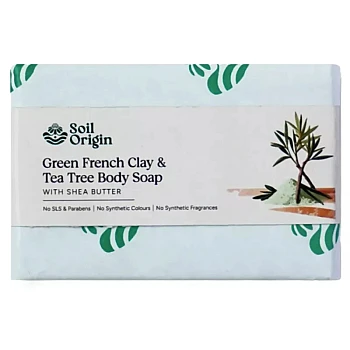 Soil Origin Green French Clay & Tea Tree Body Soap With Shea Butter (100g)
