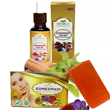 Rishika Herbals Beauty Soap Kumkumadi Tailam Combo (Oil 30ml + Soap 125g) (1Pack)