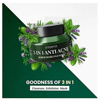 Ayuvya 3 in 1 Anti-Acne Cleanser Mask Scrub (50g)
