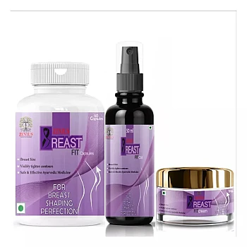 Zenius Breast-Fit Capsules + Breast-Fit Cream + Breast-Fit Oil (60cap + 50ml Oil + 50g Cream) (1Pack)