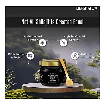 SehatUP Pure Himalayan Shilajit Gold Resin With Shaker (Each 20g + Shaker Free) (1Pack)