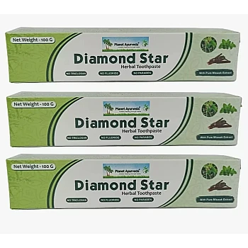 Planet Ayurveda Diamond Star Herbal Toothpaste (100g, Pack of 3)