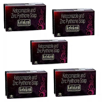 Alkem Labs Ketokem Medicated Antifungal Soap (75g, Pack of 5)