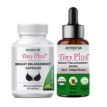 Ayudiva Herbals Breast Enlargement Capsule And Breast Enhancement Liquid Drop Combo Tiny Plus Comb (60 Capsule + Drop 30ml) (1Pack)