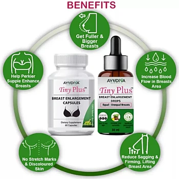 Ayudiva Herbals Breast Enlargement Capsule And Breast Enhancement Liquid Drop Combo Tiny Plus Comb (60 Capsule + Drop 30ml) (1Pack)