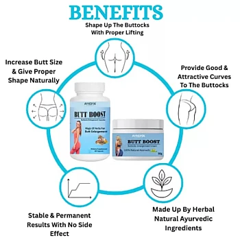 Ayudiva Herbals Butt Boost Buttocks Enlargement Cream And Capsule Combo (Cream 50g + 60 Capsule) (1Pack)